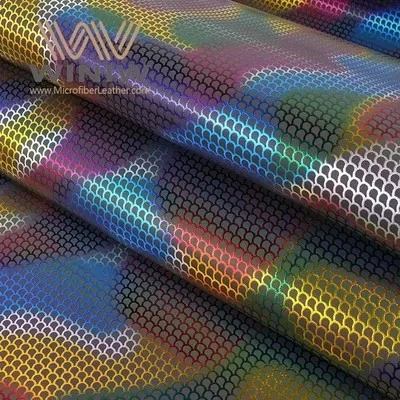 Colorful Faux Printed Laser Leather Sheets Dazzling 100 Pu Leather
